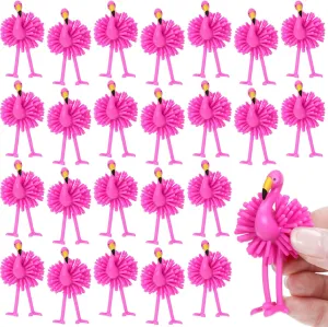 24 Pcs Mini Flamingo Toys, Summer Squeeze Porcupine Toys Stress Relief Fidget Figurine for Gifts Kids Boys Party Favor, Hawaii Home Decor