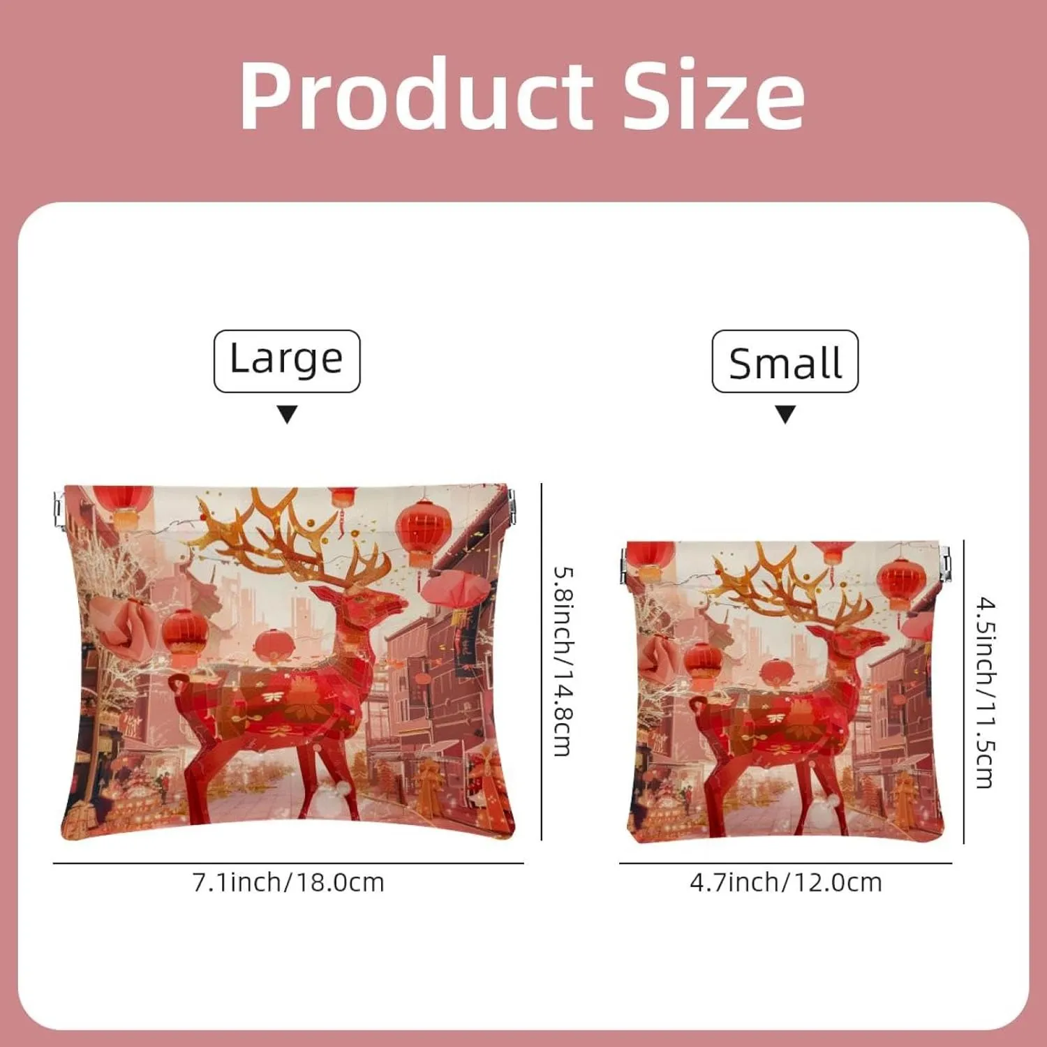 2Pcs Faux Leather Pocket Cosmetic Bag, Small Pouches for Purse, Mini Pocket Pouch, Mini Pocket Makeup Bag for Lipstick, Christmas Elk New Year