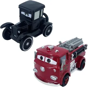 2PCS Portable Small Toy Car 1:55 Diecast Model Metal Body Racers for Preschool Kids 3  Year Boy Gift (Red Black)