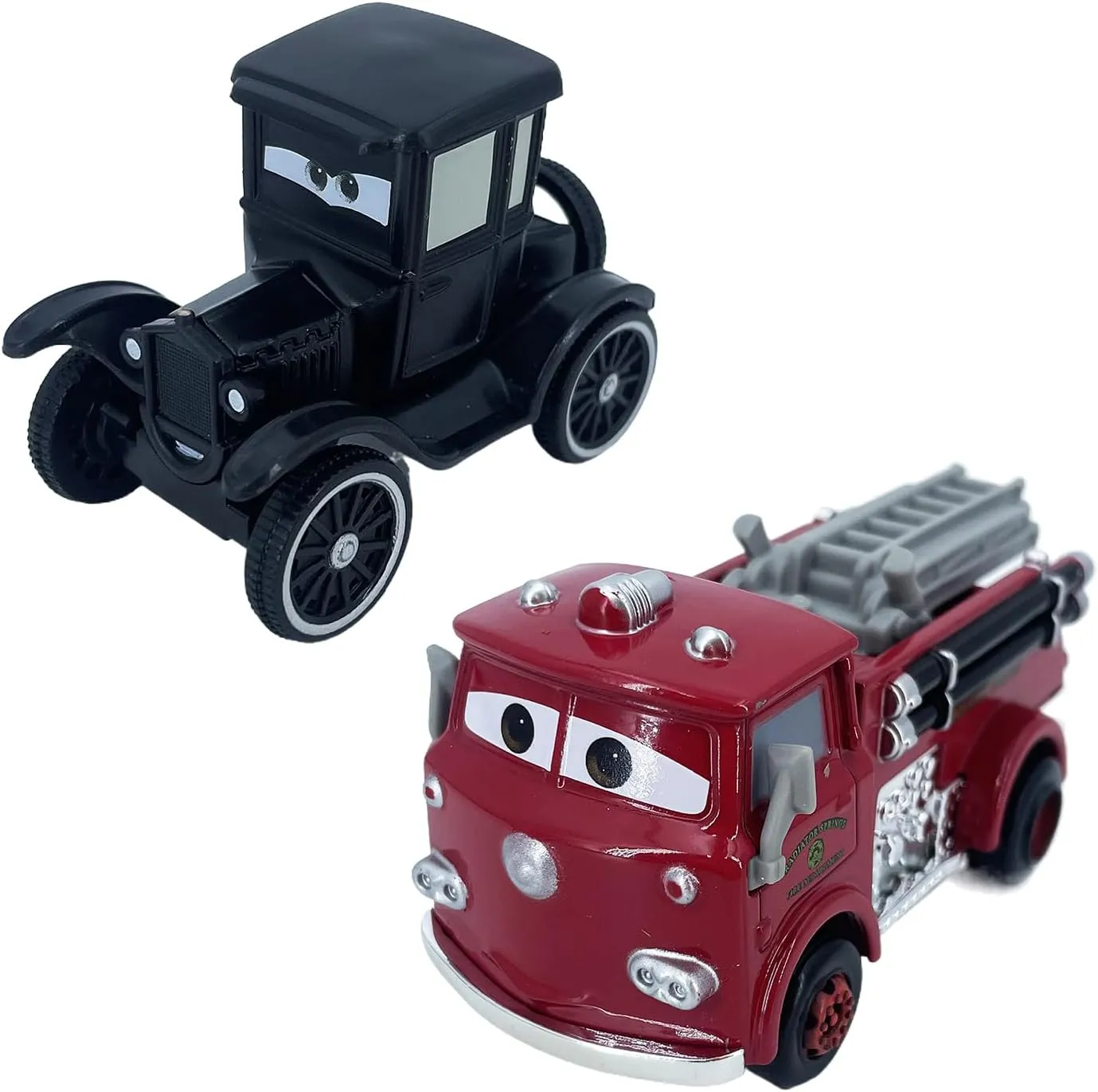 2PCS Portable Small Toy Car 1:55 Diecast Model Metal Body Racers for Preschool Kids 3  Year Boy Gift (Red Black)