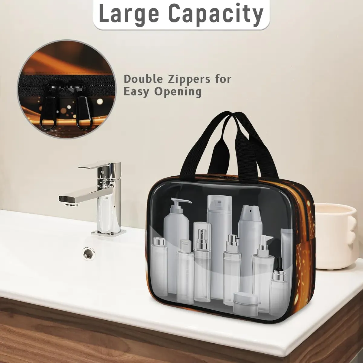 3 PCS Travel Makeup Bag Set Abstract Water Droplets Translucent Cosmetic Bags Portable Toiletry Bag for Women Makeup & Skincare Storage for Travel & Daily Use
