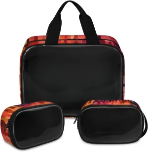 3 PCS Travel Makeup Bag Set Colorful Wine Bottles Translucent Cosmetic Bags Portable Toiletry Bag for Women Makeup & Skincare Storage for Travel & Daily Use