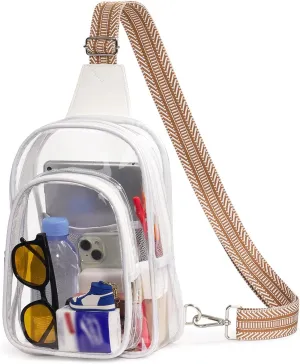 3 Pockets Clear Bag for Stadium Events Approved Clear Crossbody Sling Bag Fanny Pack Purses for Women Men