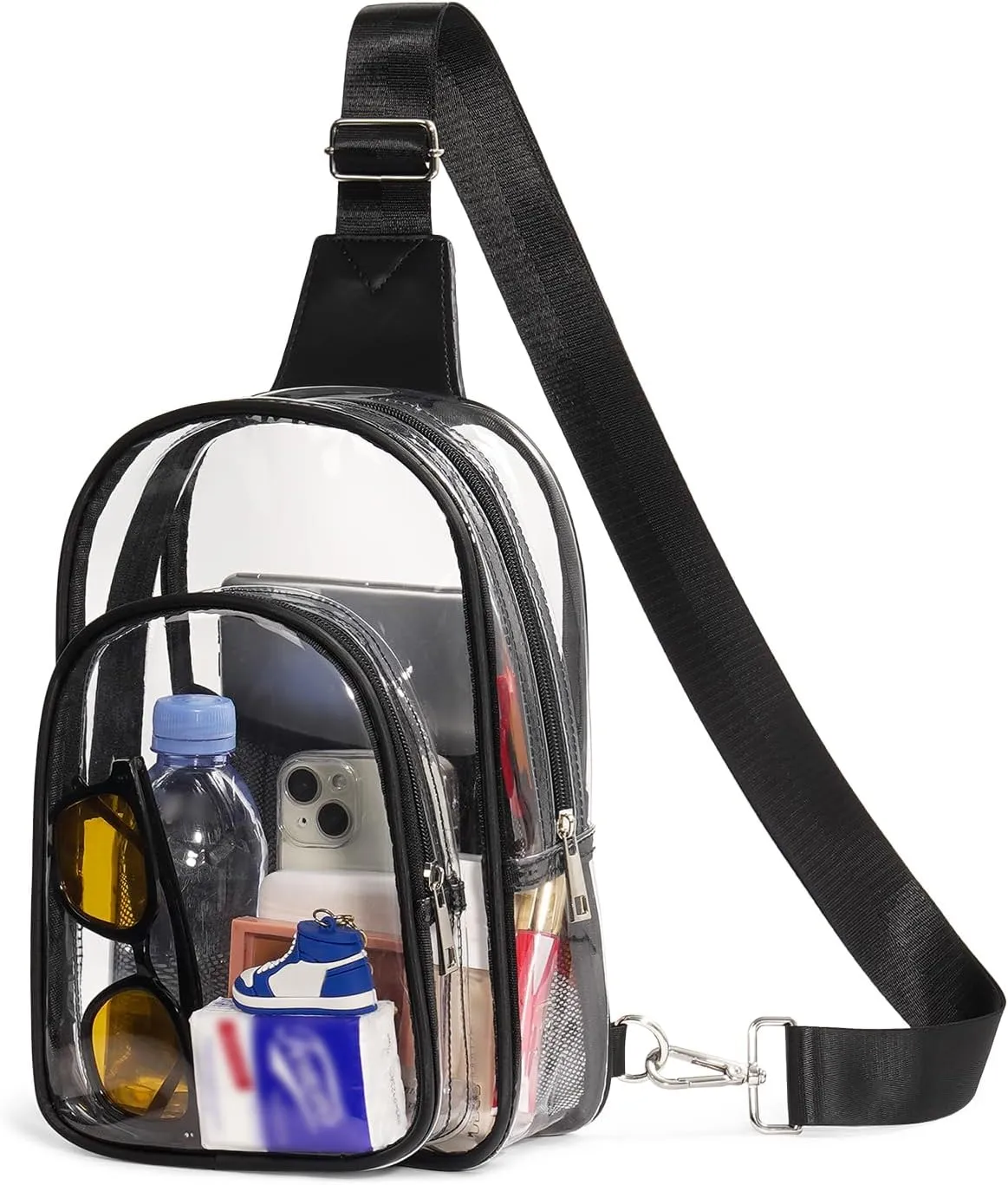 3 Pockets Clear Bag for Stadium Events Approved Clear Crossbody Sling Bag Fanny Pack Purses for Women Men