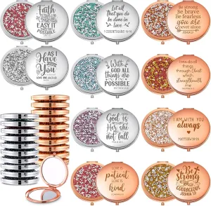 30 Sets Christian Gifts for Women Bible Verse Compact Mirrors Bulk for Mom Mini Portable Makeup Pocket Mirrors Inspirational Religious Gift for Coworker Church Scripture Party Mother's Day