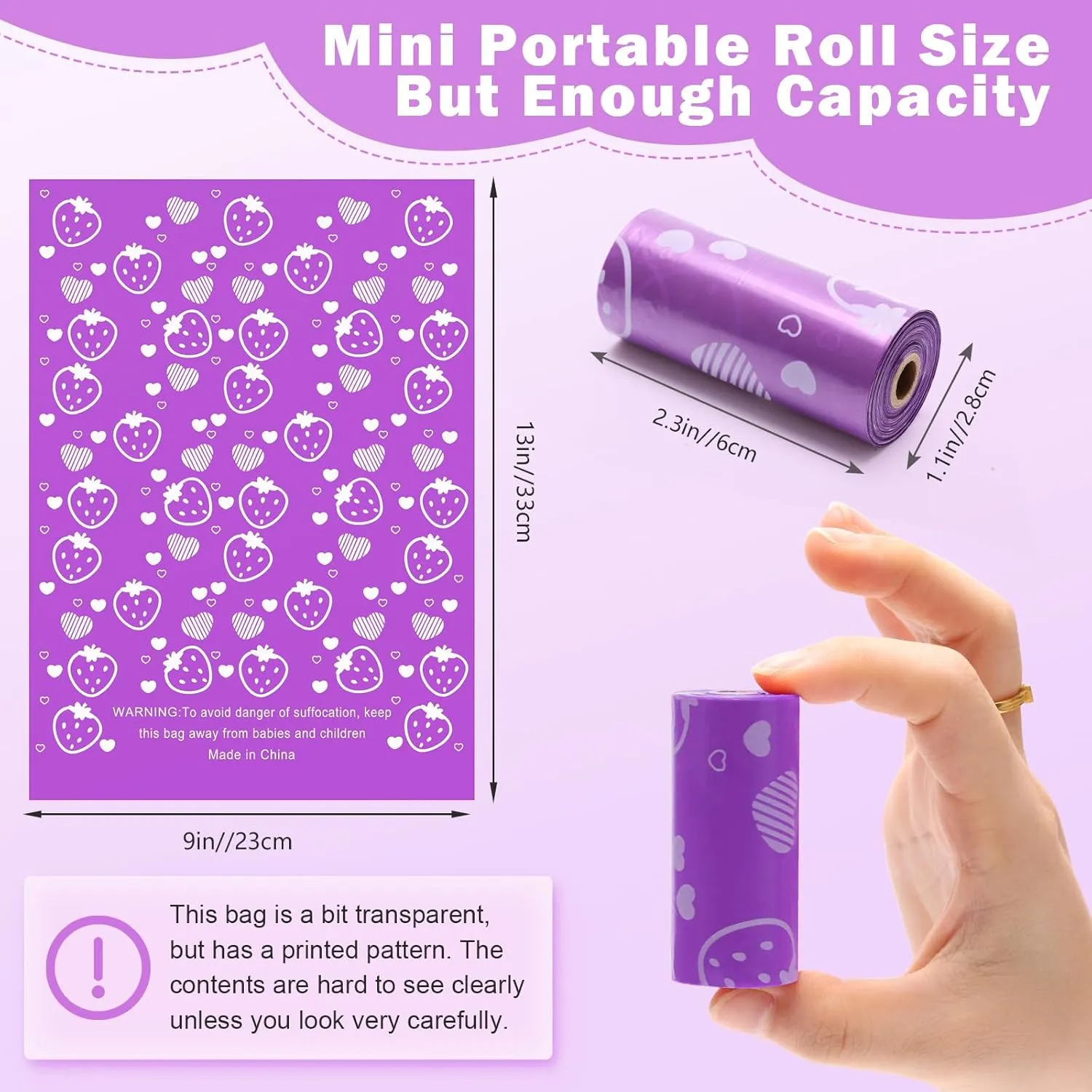 300P Sanitary Napkin Disposal Bags, Luxiv Disposable Sanitary Bags Rolls Personal Care Disposal Bag for Diapers, Tampons, Pad Period Bag Disposal Feminine Hygiene Products Bags with Scent (Purple)