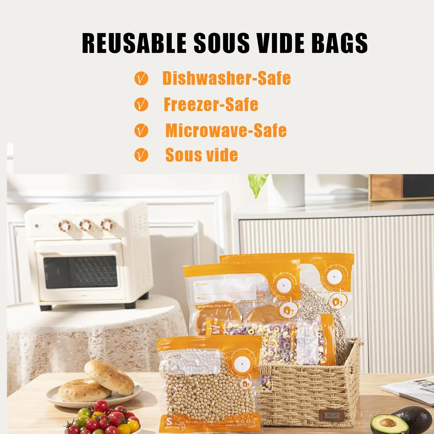 31 PCS Electric Vacuum Sealer, Powerful Handheld Vacuum Sealer Machin with 20Pcs Reusable Food Saver Sealer Bags(MIX SIZE), 4 Sealing Clip, 2 Clips for Sous Vide Cooking, 2 vacuum wine stoppers