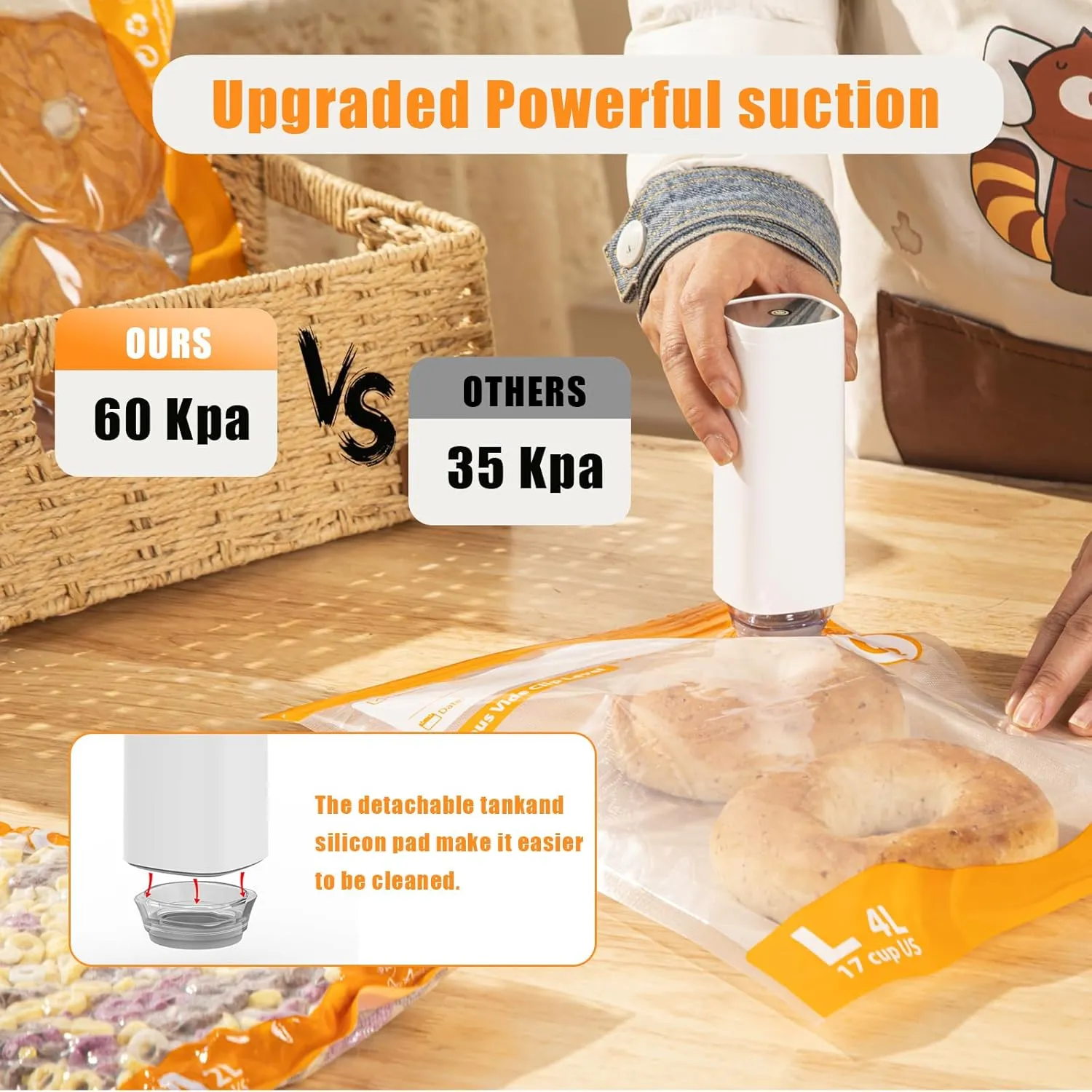 31 PCS Electric Vacuum Sealer, Powerful Handheld Vacuum Sealer Machin with 20Pcs Reusable Food Saver Sealer Bags(MIX SIZE), 4 Sealing Clip, 2 Clips for Sous Vide Cooking, 2 vacuum wine stoppers