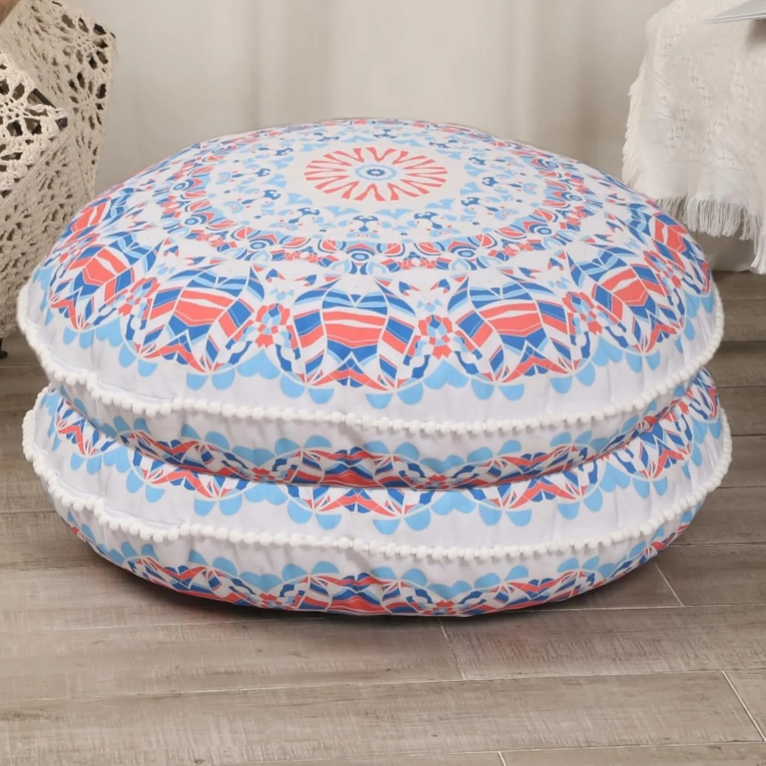32 inches Floor Cushions for Adults, 2 Pack Round Large Thick Floor Pillow, Memory Foam Cushion for Sitting, Aqua