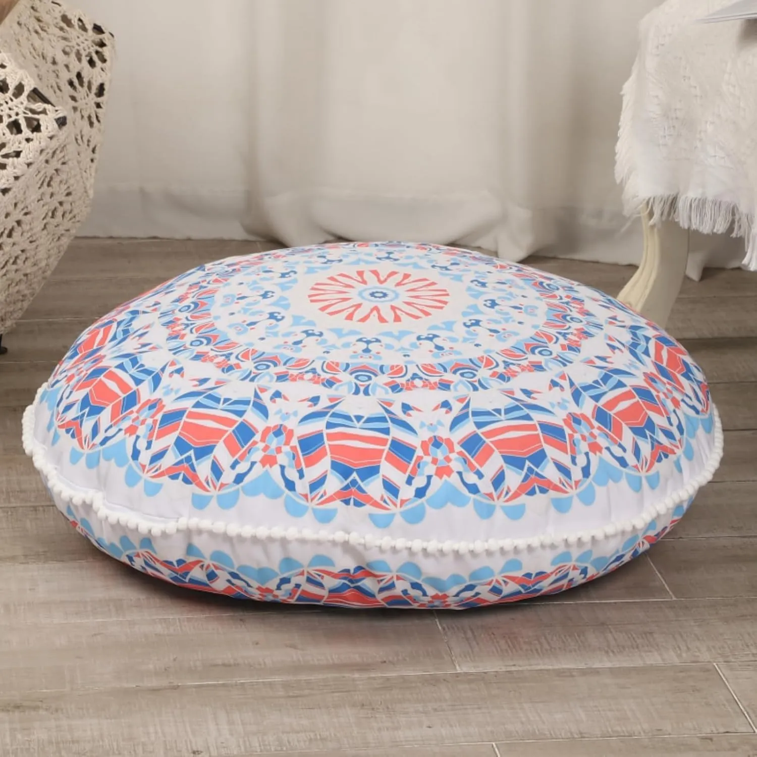 32 inches Floor Cushions for Adults, 2 Pack Round Large Thick Floor Pillow, Memory Foam Cushion for Sitting, Aqua