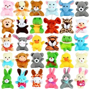 32 Pack Mini Animal Plush Toy Party Favors,Small Plush Stuffed Animals for Birthday,Theme Party,Easter Basket Stuffers Fillers,Christmas,Classroom Prize,Kids Valentine Gift