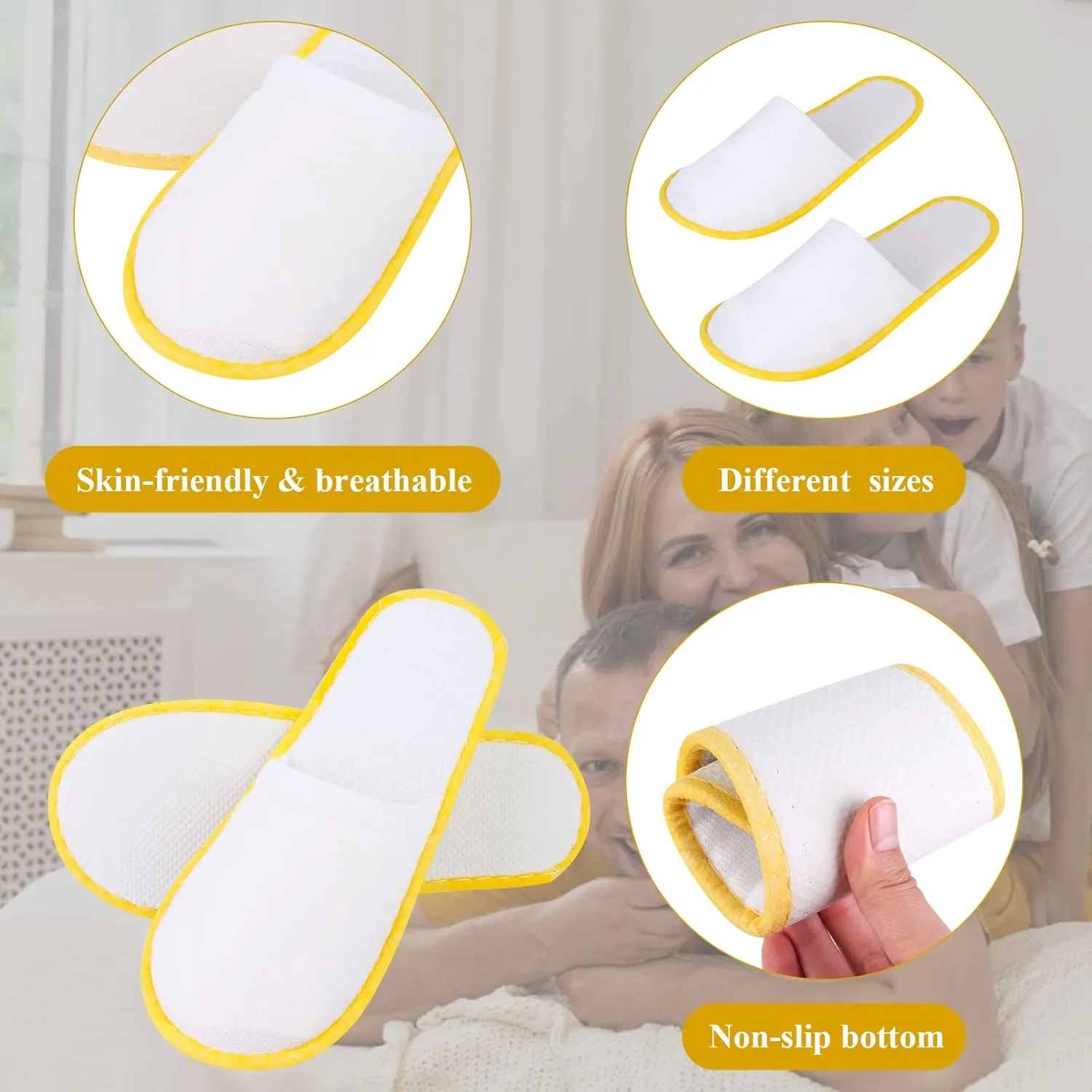 32 Pairs Disposable Slippers Non-Slip Closed Top Unisex Spa Slippers for Hotel Travel Home Guest Massage Supplies, 2 Sizes