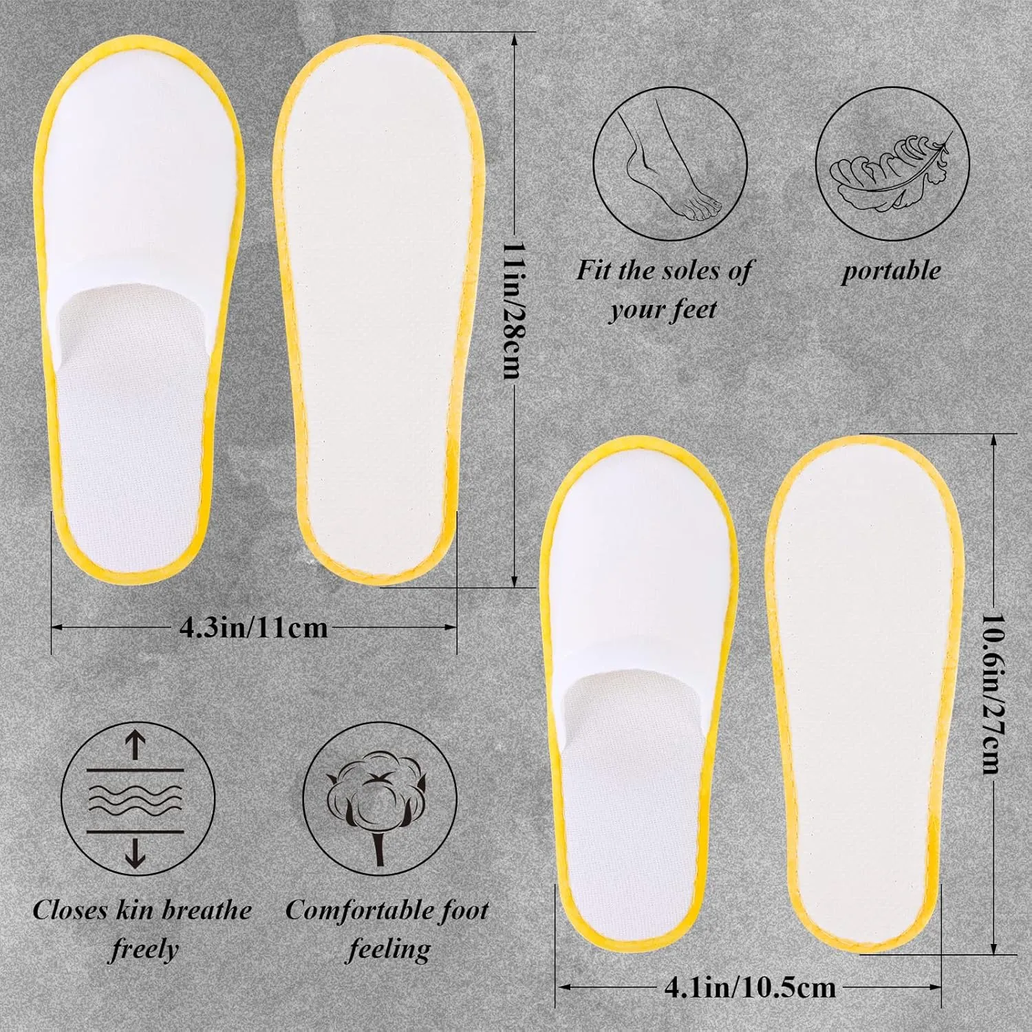 32 Pairs Disposable Slippers Non-Slip Closed Top Unisex Spa Slippers for Hotel Travel Home Guest Massage Supplies, 2 Sizes