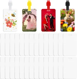 32 Pcs Sublimation Luggage Tags Blank with 32 Color Straps, Double Sided Aluminum Suitcase Label Tag for DIY Business ID Card Holder Travel Sports Pet Tags White Yellow Black Red Straps
