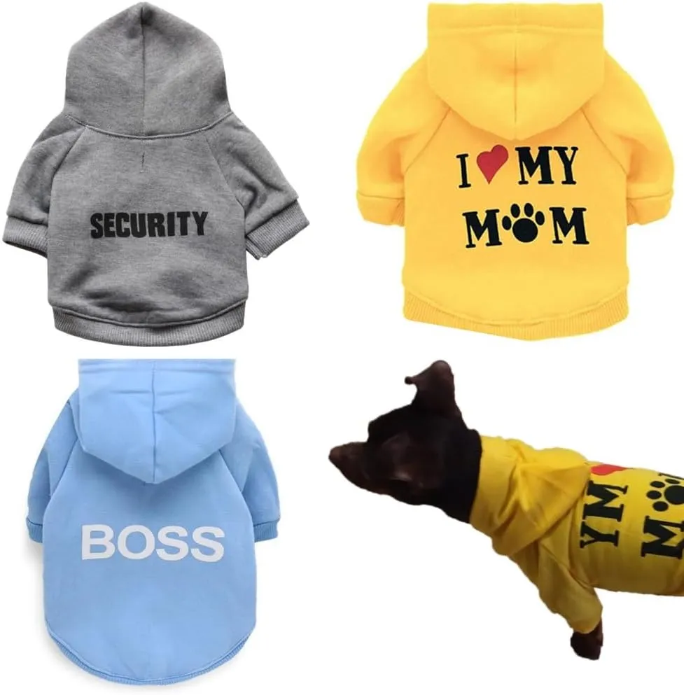 3Pcs Dog Hoodie for Small Dogs Outfits Sweatshirts Boy Puppy Clothes Tiny Yorkie Jacket Cats Extra Small Poodle Sweater S