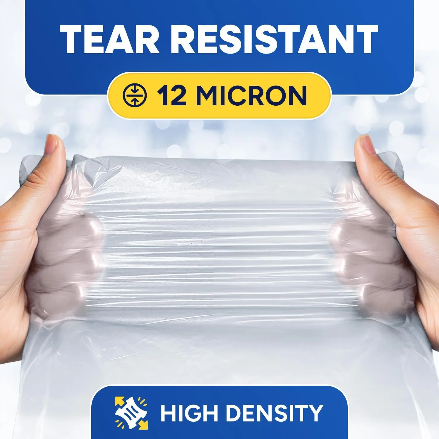 40-45 Gallon Trash Bags, Clear Trash Bags 40"W × 48"L, 12 Micron Clear Garbage Bags, 40-45 Gal High-Density Garbage Can Liners, Fits Square and Round Trash Cans, Pack of 250
