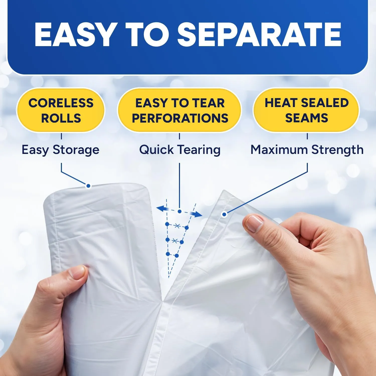 40-45 Gallon Trash Bags, Clear Trash Bags 40"W × 48"L, 12 Micron Clear Garbage Bags, 40-45 Gal High-Density Garbage Can Liners, Fits Square and Round Trash Cans, Pack of 250