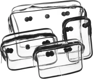4pcs Clear Makeup Bags with Zipper Transparent Travel Bags for Toiletries Spacious Storage Pouches for Cosmetics Multi Use Lightweight Durable Design