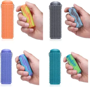 4PCS Little Ouchies Fidget Keychain for Adults,Spiky Grippie Stim Sensory Toy | Pain Relief & Anxiety Stress Relief |Tactile Fidget for ADHD,Focus & Venting | Color-Changing (30°C) & Glow in Dark
