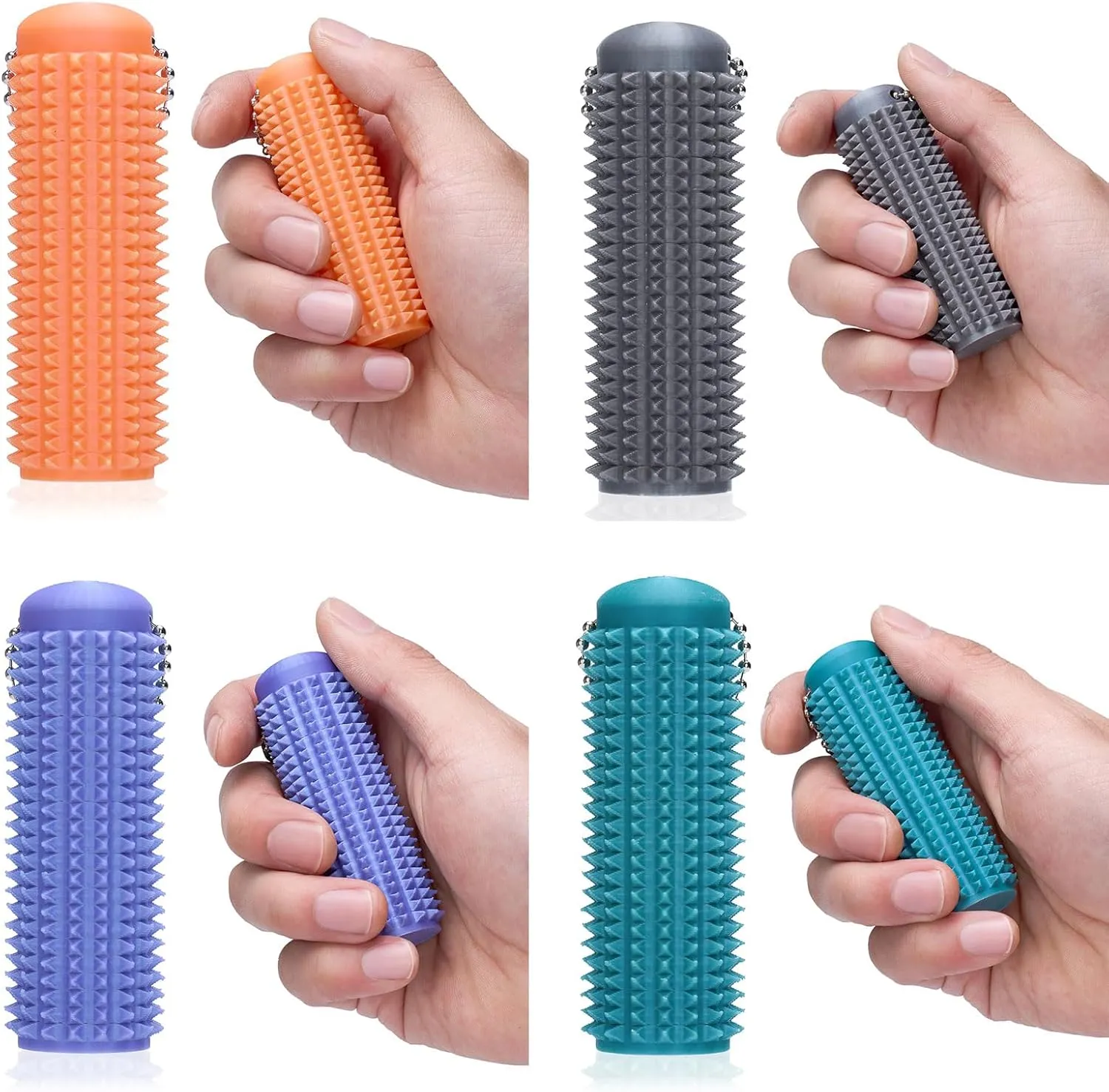 4PCS Little Ouchies Fidget Keychain for Adults,Spiky Grippie Stim Sensory Toy | Pain Relief & Anxiety Stress Relief |Tactile Fidget for ADHD,Focus & Venting | Color-Changing (30°C) & Glow in Dark