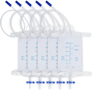 5 PCSCatheter Urinary Drainage Leg Bags with Cloth Straps,Upgraded Drainage Tube,Free Cut The Tube,Drainer Operated with One Hand,2 Adjustable Elastic Band,Professional Incontinence Urinary Bag