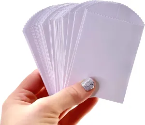 50 Mini White Paper Bags - 4" x 2.5" DIY Craft Supplies Cutlery Bag Party Favor