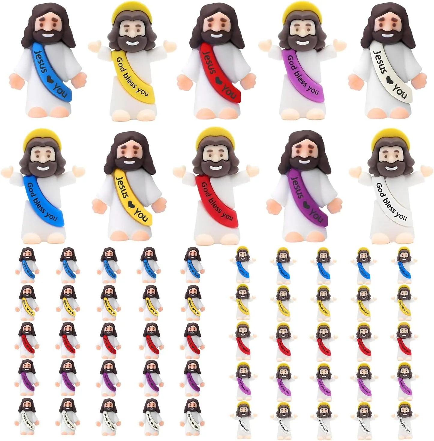 50 Pack Little Jesus Figures, Mini Jesus Figurines in Bulk, Small Jesus Loves You Figures, Miniature Jesus Resin to Hide, Pocket Gifts for Christmas and Easter Day