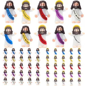50 Pack Little Jesus Figures, Mini Jesus Figurines in Bulk, Small Jesus Loves You Figures, Miniature Jesus Resin to Hide, Pocket Gifts for Christmas and Easter Day