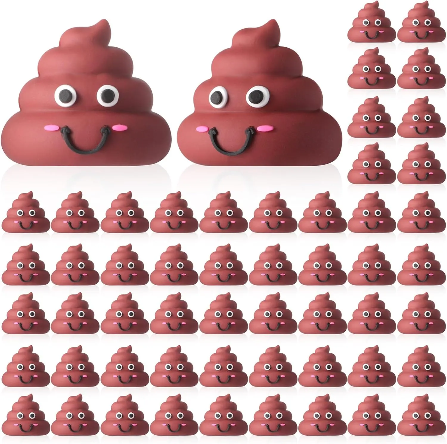 50 Pcs Mini Poop Figures Small Poop Figurines Poo Toys Fake Poop Classic Brown Poop Rubber Poop for Prank Hide Seek Goodie Bags Piñata Stuffers Party Supplies Gifts Easter Egg Fillers