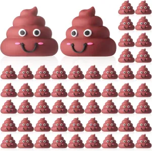 50 Pcs Mini Poop Figures Small Poop Figurines Poo Toys Fake Poop Classic Brown Poop Rubber Poop for Prank Hide Seek Goodie Bags Piñata Stuffers Party Supplies Gifts Easter Egg Fillers