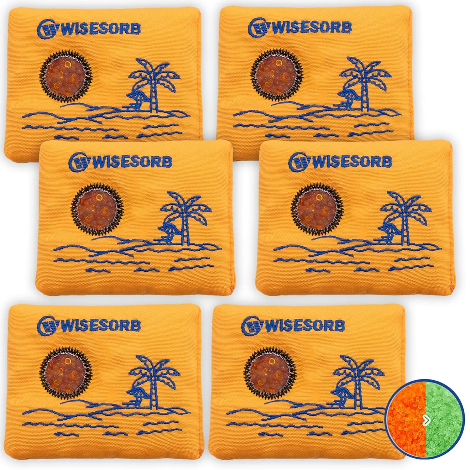 50g x 6 Packs Rechargeable Desiccant Packs, Orange Indicating Silica Gel Packets, Moisture Absorber for Storage, Seeds, 3D Filaments, Electronics, Safes, Luggage - Reusable Dehumidifier Bags
