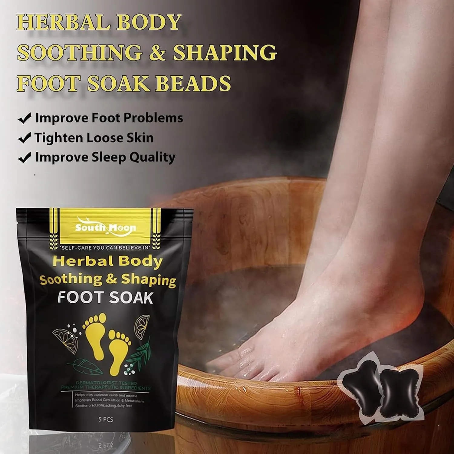 50Pcs Herbal Detox Cleansing Foot Soak Beads, Herbal Detox and Shaping Foot Soak Beads Body Detox Foot Soak Natural Herbal Foot Massage Beads, Relaxing and Soothing Experience for Men and Women