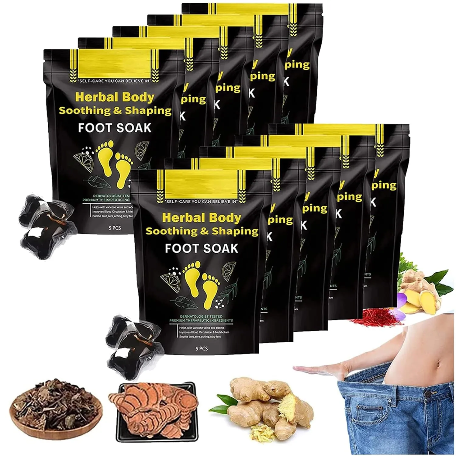 50Pcs Herbal Detox Cleansing Foot Soak Beads, Herbal Detox and Shaping Foot Soak Beads Body Detox Foot Soak Natural Herbal Foot Massage Beads, Relaxing and Soothing Experience for Men and Women