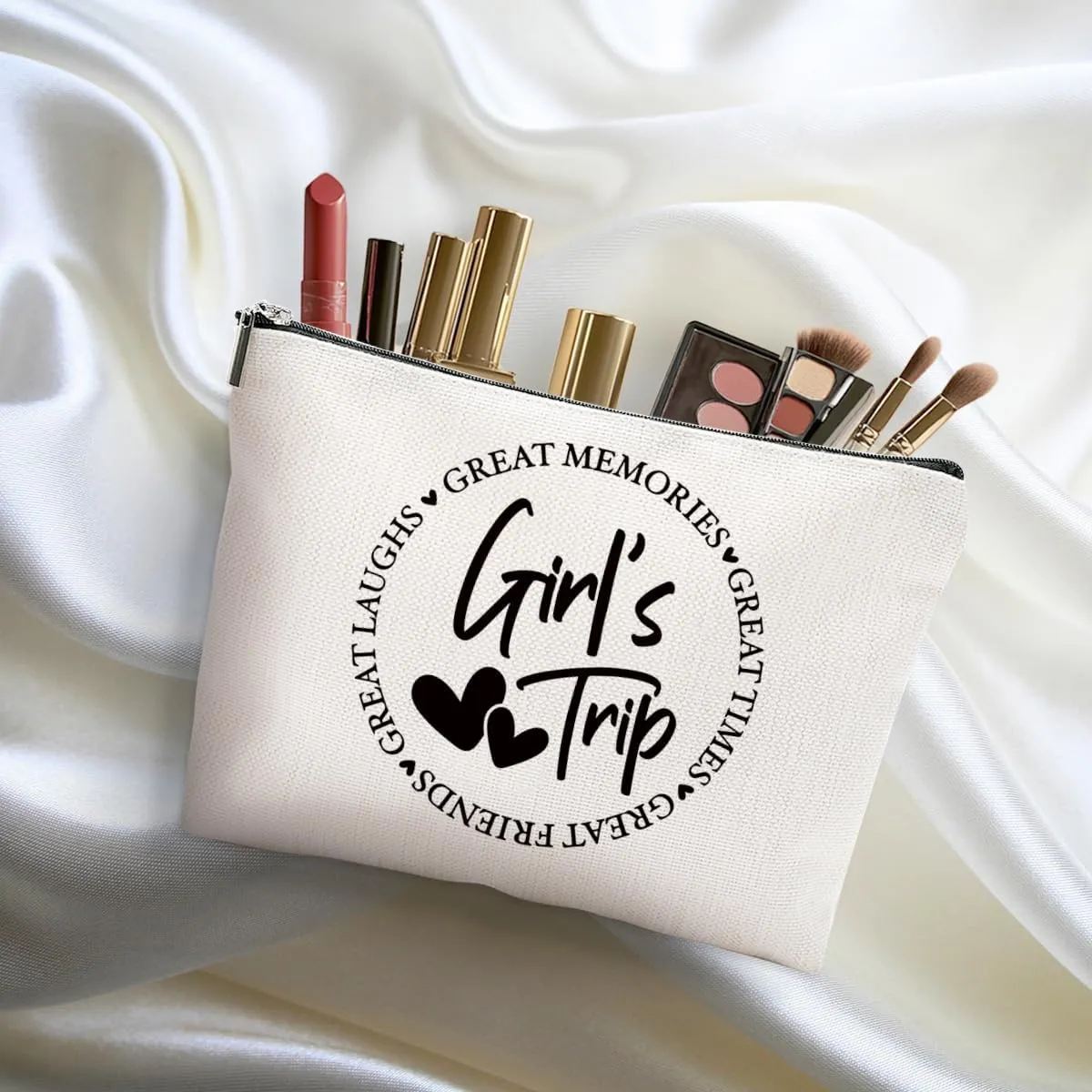 5Pcs Girls Trip Gifts Favors, 2025 Girls Weekend Gifts Makeup Bag, Bestie Gifts Weekend Bag Travel Gifts Vacation Cosmetic Bag, Friendship Gifts for Women Friend, Graduation Wedding Gifts Toiletry Bag