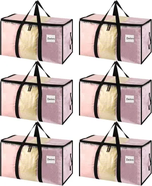 6 Pack Large Clothes Storage Bags with Lids Clear Moving Bags Heavy Duty Moving Totes Packing Bags with Zips for Moving Clothes Bedding Duvet Toys Storage Christmas Storage Containers