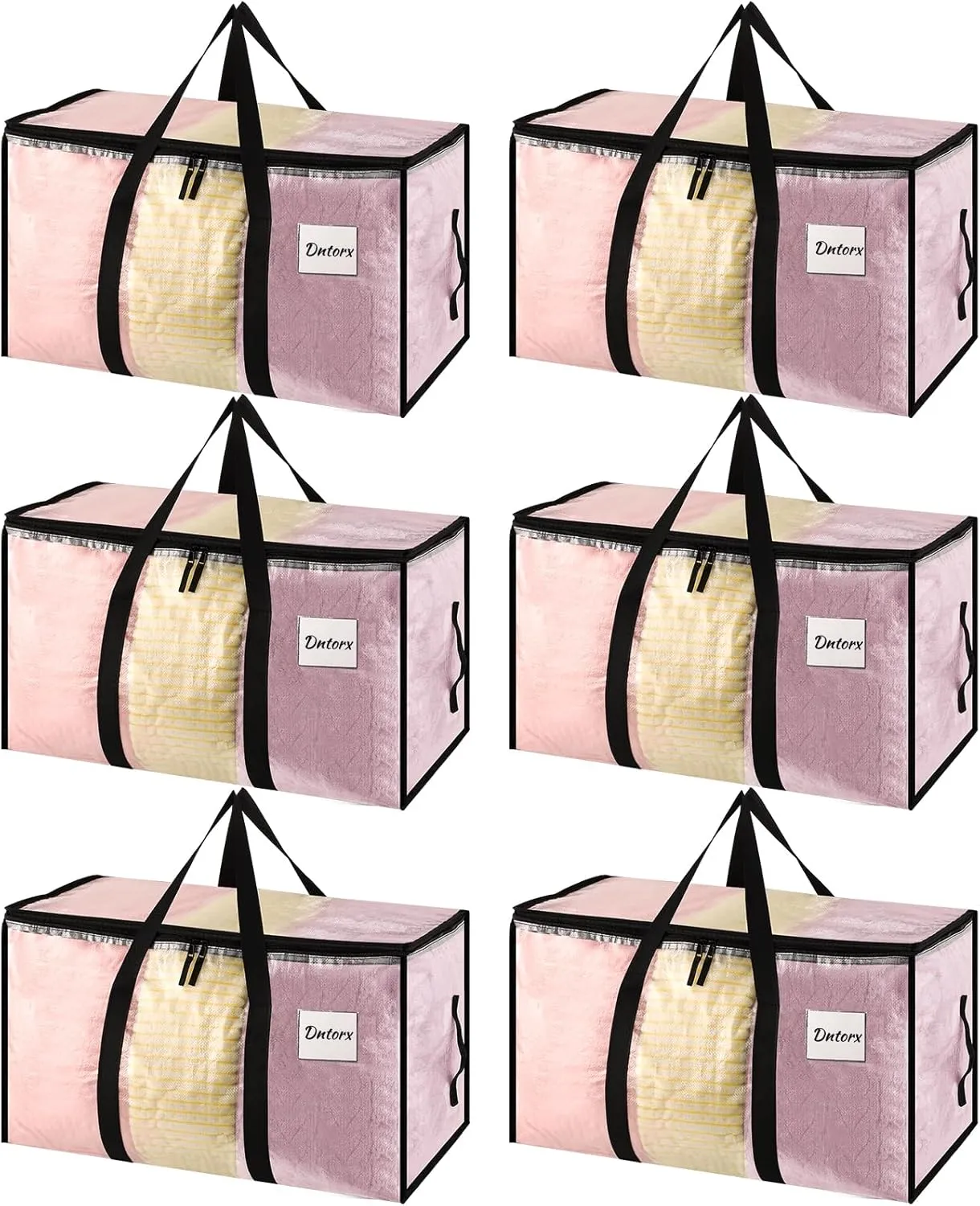 6 Pack Large Clothes Storage Bags with Lids Clear Moving Bags Heavy Duty Moving Totes Packing Bags with Zips for Moving Clothes Bedding Duvet Toys Storage Christmas Storage Containers