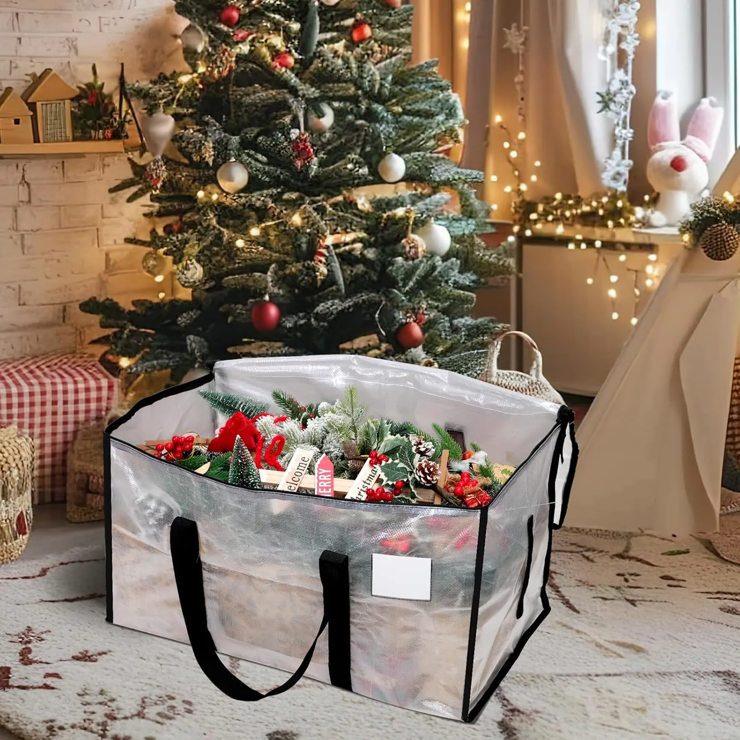 6 Pack Large Clothes Storage Bags with Lids Clear Moving Bags Heavy Duty Moving Totes Packing Bags with Zips for Moving Clothes Bedding Duvet Toys Storage Christmas Storage Containers