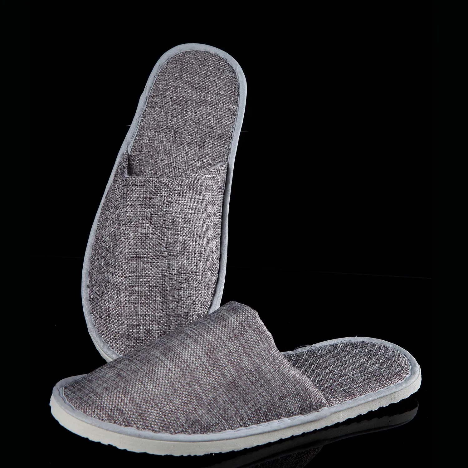 6 Pair of Spa Slippers,Linen Casual Slippers, Closed Toe Spa Slippers for Men and Women,Non-Slip Slippers for Hotel, Home, Guest Use (3 pairs yellow   3 pairs gray)
