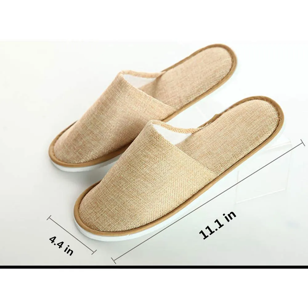 6 Pair of Spa Slippers,Linen Casual Slippers, Closed Toe Spa Slippers for Men and Women,Non-Slip Slippers for Hotel, Home, Guest Use (3 pairs yellow   3 pairs gray)