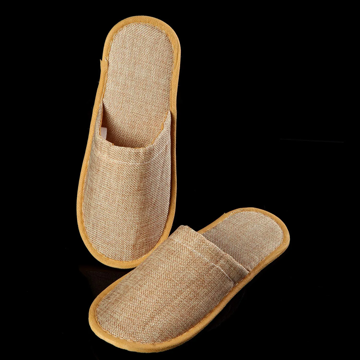 6 Pair of Spa Slippers,Linen Casual Slippers, Closed Toe Spa Slippers for Men and Women,Non-Slip Slippers for Hotel, Home, Guest Use (3 pairs yellow   3 pairs gray)