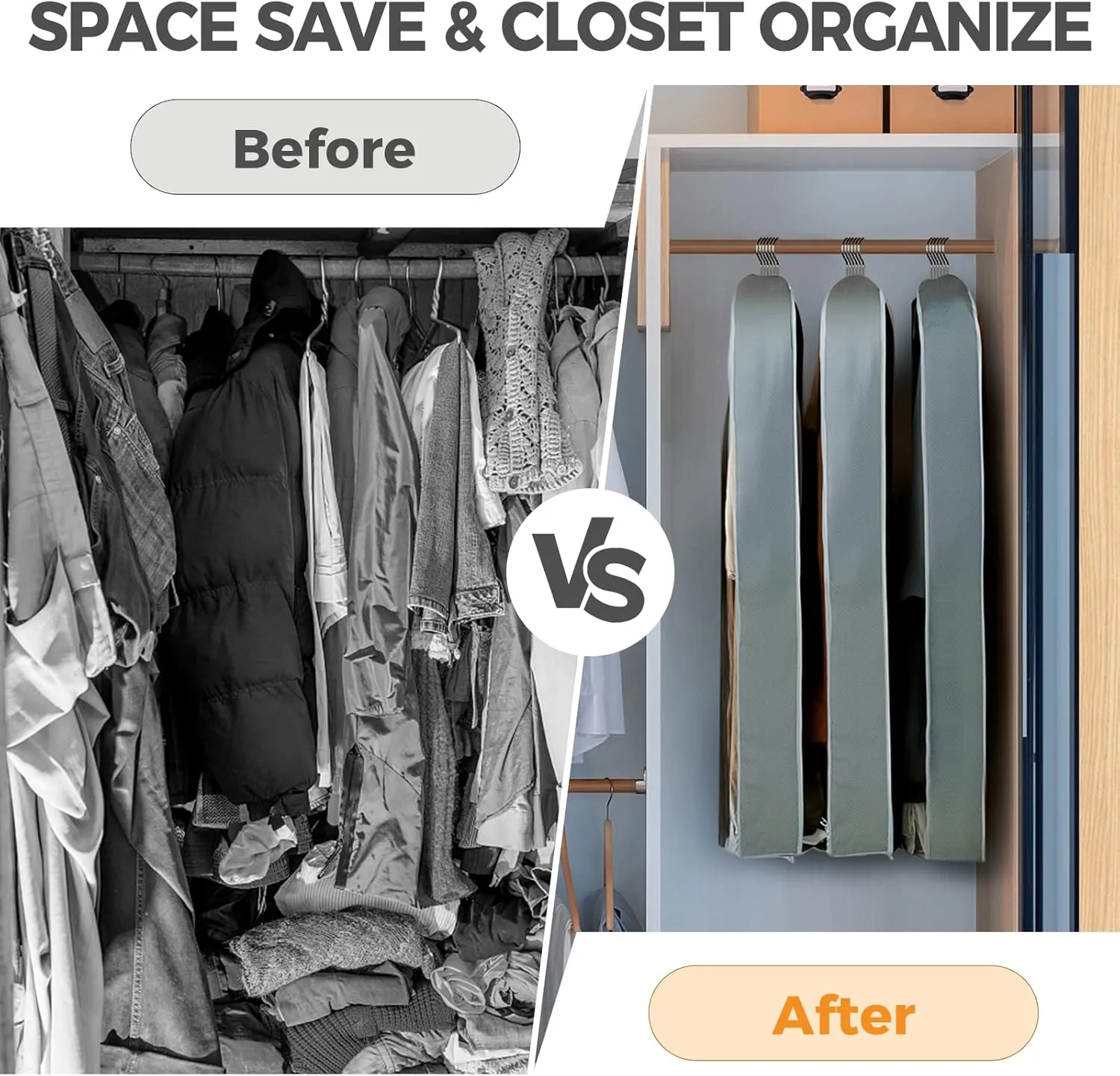 6 pcs 40" Clear Garment Bags for Hanging Clothes, Suit Bags for Closet Storage, Clothing Storage, Garment Bags for Travel Covers with 4" Gussets for Coats, Shirts, Jackets, Sweater