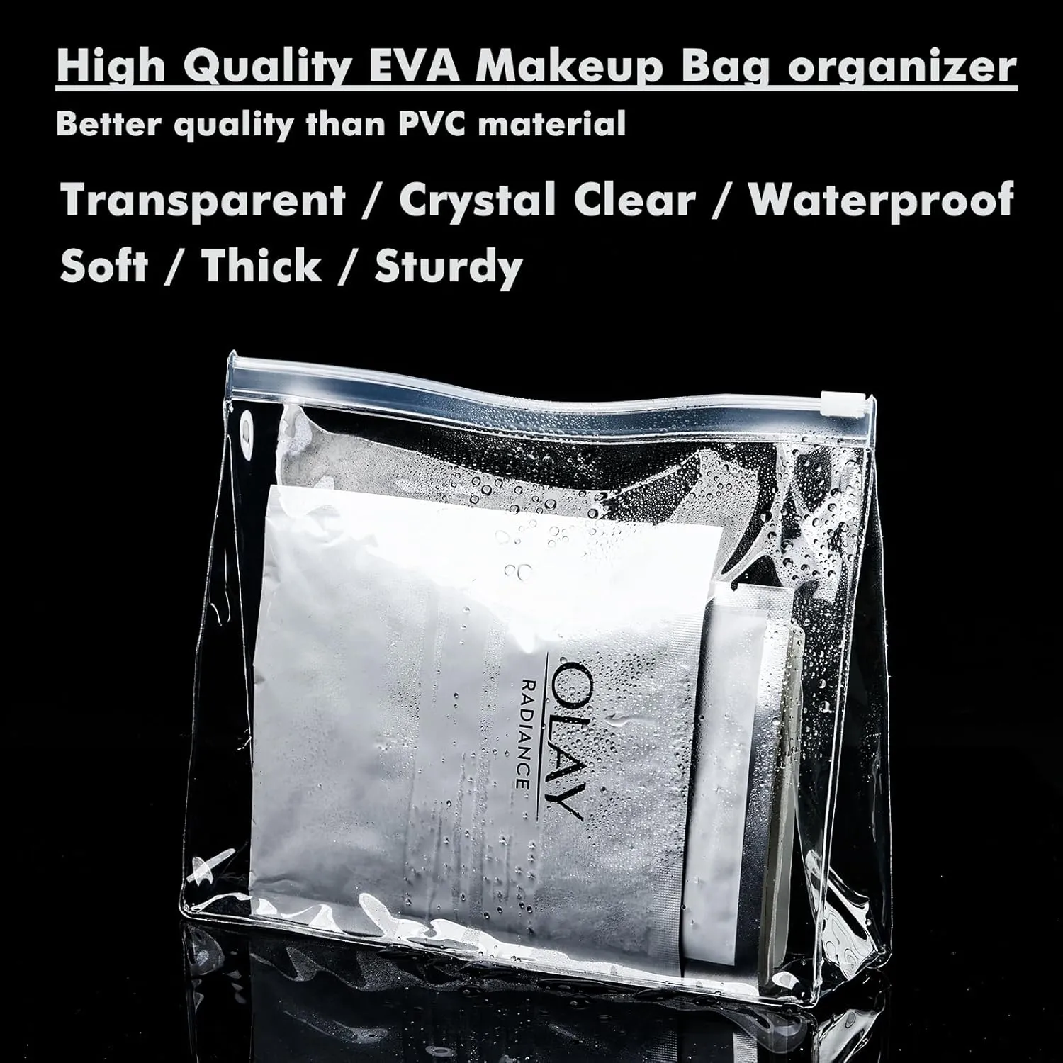 60 Pack Mini Clear Makeup Bags with Zipper Small Waterproof Travel Toiletry Cosmetic Bag EVA Plastic Clear Pouches for Organizing Transparent Makeup Organizers and Storage Bulk, 7.9 x 6.2 x 2 in