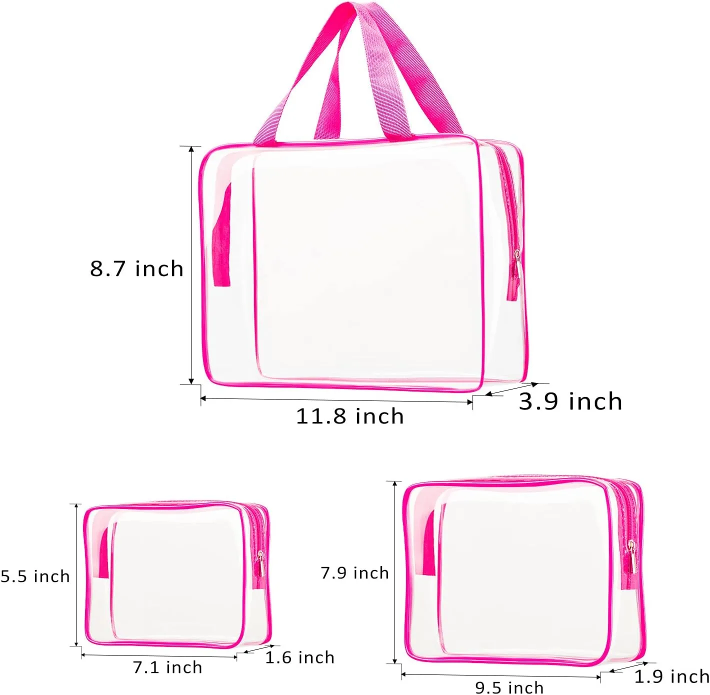 6pcs Clear Cosmetic Bags, TSA Approved Toiletry Bag Set Crystal Clear Travel Beach Essentials Bag Organization PVC, Clear Makeup Bags Luggage Pouch Carry on Airport Airline Compliant Bag Women Men