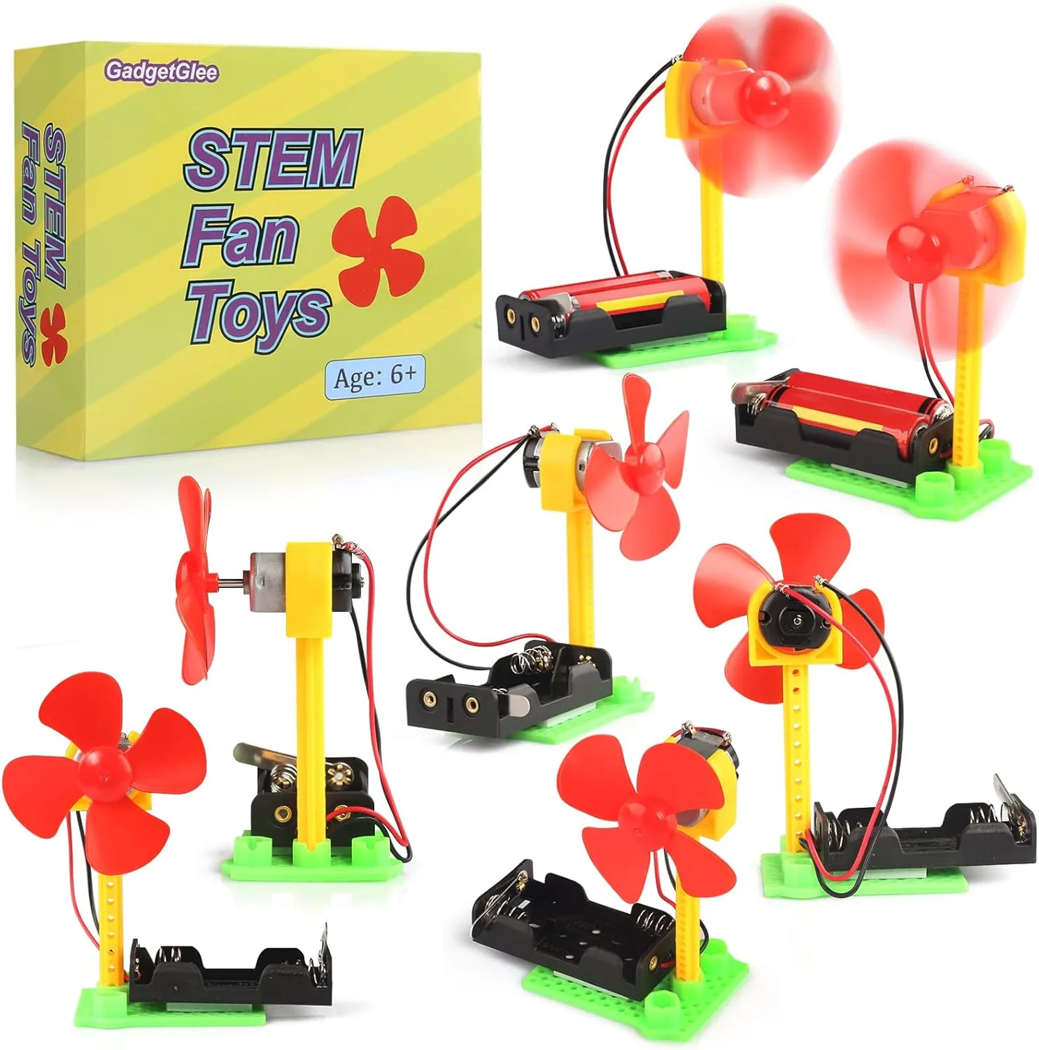 7 Bulk STEM Kits Science Toys for Kids 8-12, Classroom Simple Circuit Kit Experiment Activities STEM Toys Crafts Goodie Bag Stuffers, Build Electric Fan Making Electricity Boys School Summer Project