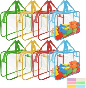 8 Pack Toy Storage Bags with Zipper and Labels, Large Toy Storage Bags, Clear Toy Organizer Bags, Reusable Waterproof Toy Bags for Store Building Blocks, Puzzles, Toys