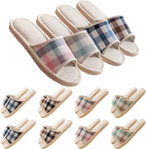 8 Pairs Disposable Slippers for Guests,House Slippers for Guests, Open Toe Indoor Slipper Comfortable Washable,Multi-Color Casual Spa Slipper for House,Hotel,Travel,Unisex Universal Size