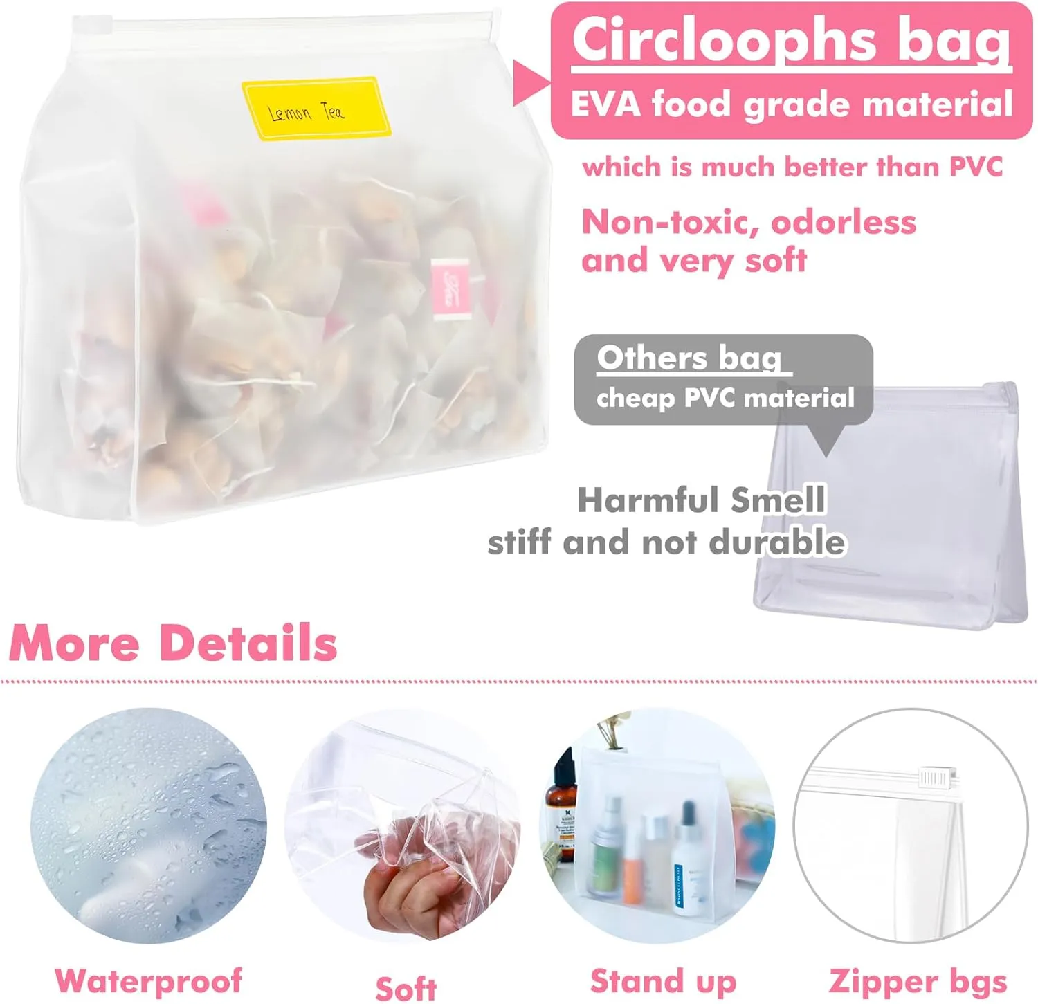 80 Pack Mini Clear Makeup Bag Organizer Pouches Cosmetic Zipper Pouch Small Travel Pouches for Toiletries Transparent EVA Reusable Wash Bags Bulk Waterproof Plastic Clear Gift Bags, Frosted, 5.9”