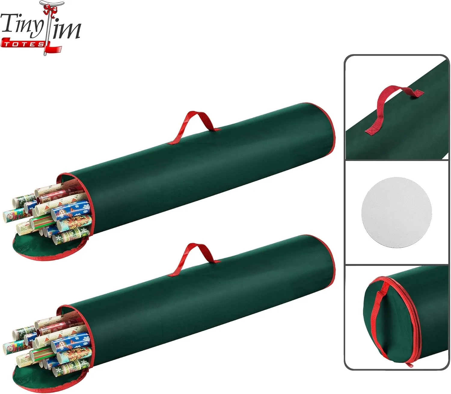 83-DT5540 Premium 2-Pack | 40.5 inch Gift Wrapping Paper Storage Bag | Green, 2 Count
