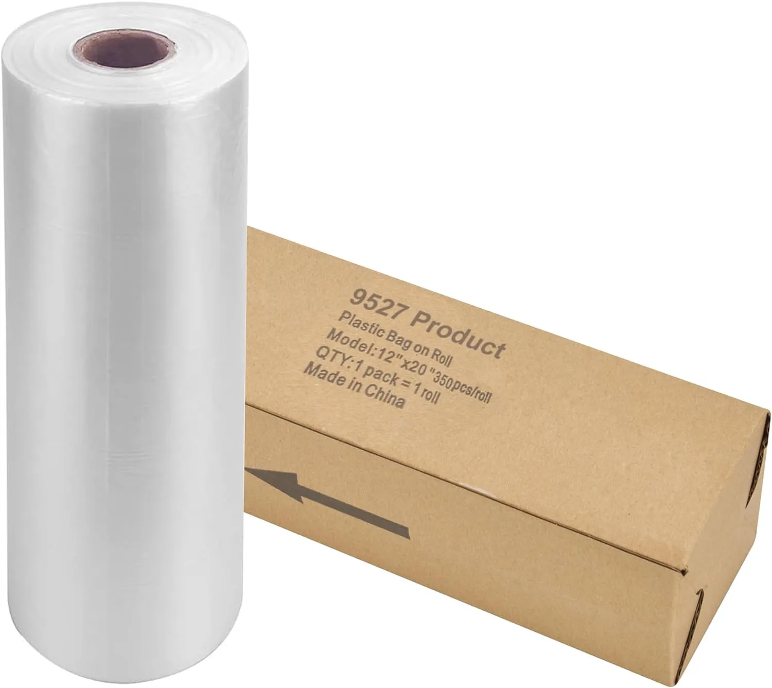 9527 Product 12" x 20" Clear Plastic Produce Bag Food Storage bag on a Roll,350 bags one Roll