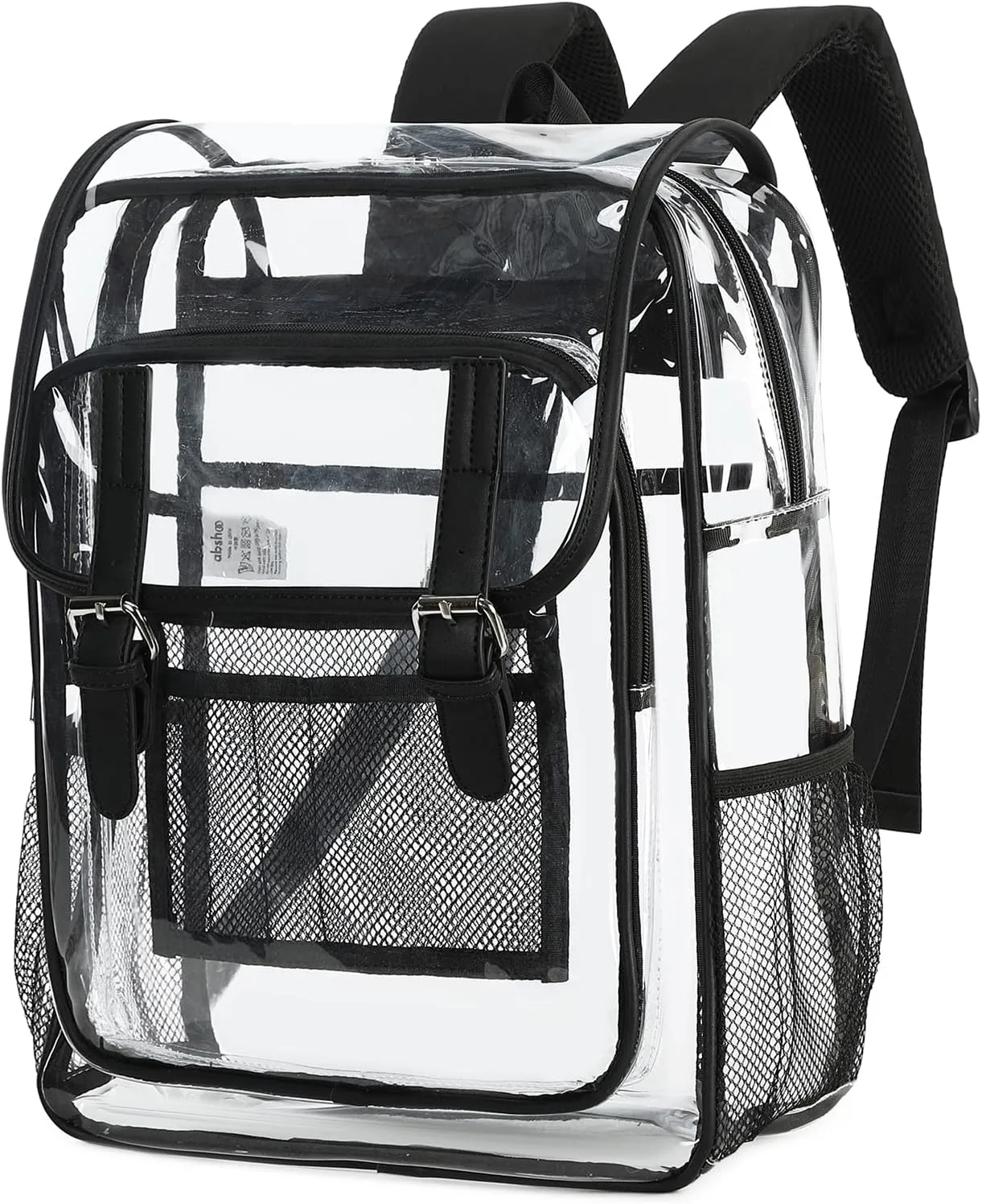 abshoo Heavy Duty Clear Backpack for School Girls Boys Transparent School Bookbag (black)